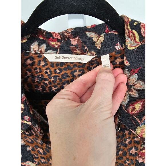 Soft Surrounding Women's Button Down Multicolor Collared Printed Top Size L - Picture 3 of 4
